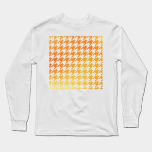 Houndstooth Pattern Yellow and Orange Golden Gradient Long Sleeve T-Shirt